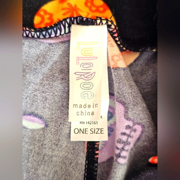 Lularoe Halloween Goth Sugar Skull Black, Purple & Orange Butter Soft Leggings - Picture 6 of 13